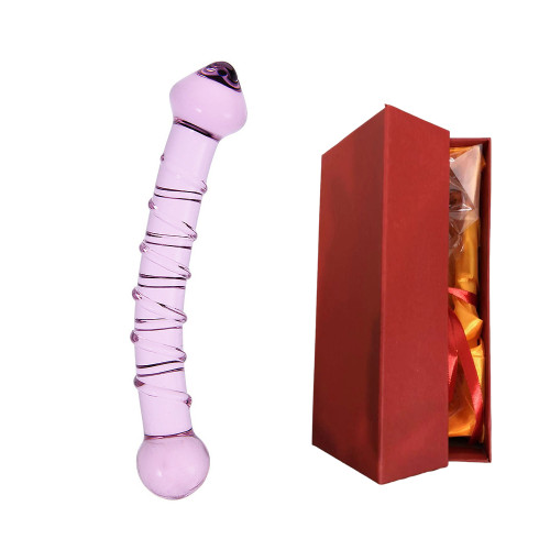 Double Trouble Glass Dildo In Pink