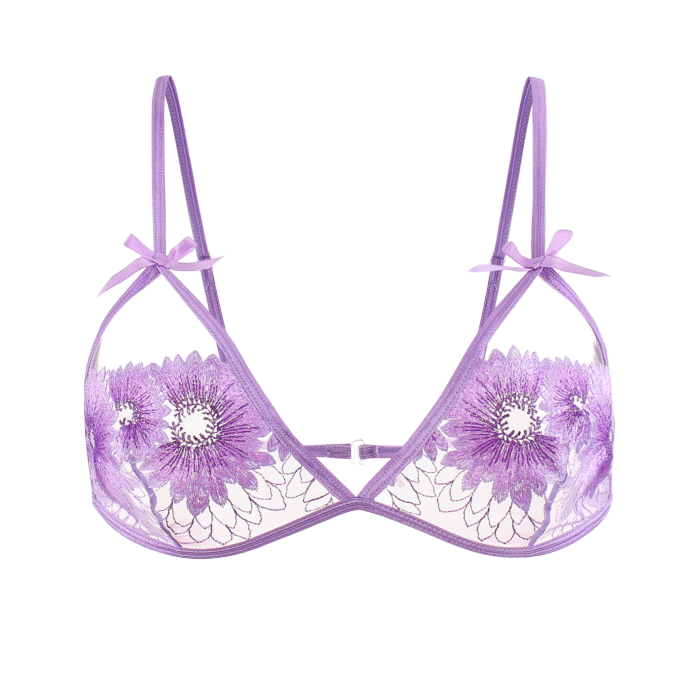 Purple Floral Lace Bra Set