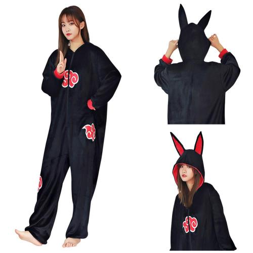 Naruto Akatsuki Cloud Cosplay Pajama Unisex Polyester Pyjamas Halloween Karneval Kostüme für Erwachsen Schlafanzug
