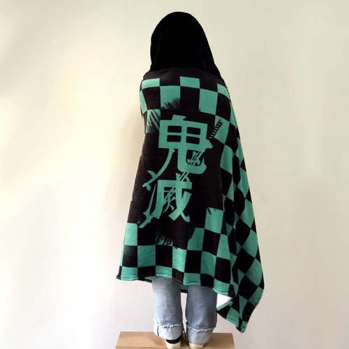 Demon Slayer Hooded Decke Weich Kuscheldecke Nezuko Tanjirou Zenitsu Cosplay Hooded Decke