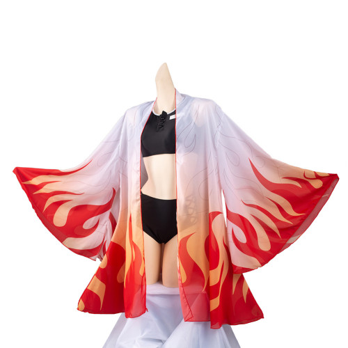 Damen Demon Slayer: Kimetsu no Yaiba Bikini Rengoku Kyoujurou Mixkini Bikini mit Umhang Sommer Bikini 3lg