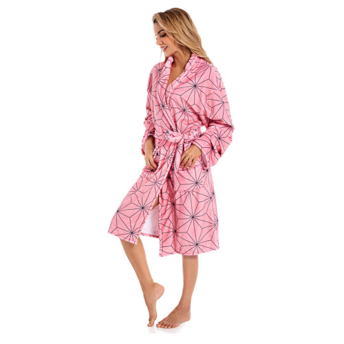 Bademantel Demon Slayer Schlafanzug Plüsche Robe Mantel Erwachsene Pajamas