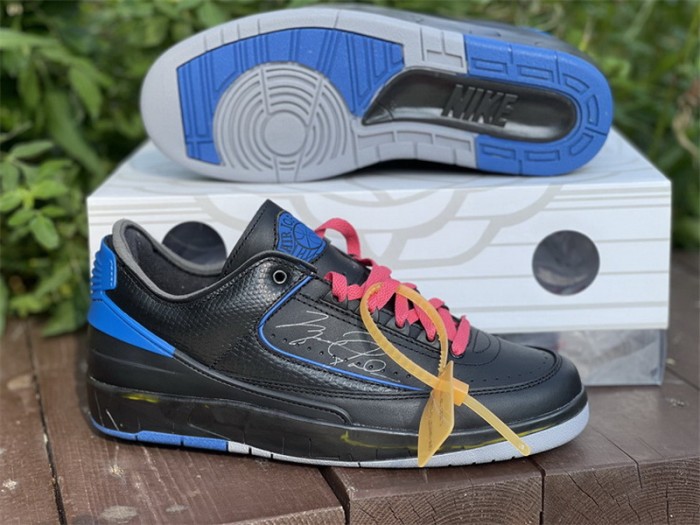 Authentic Off-White x Air Jordan 2 Low Black Blue (with correct boxes)