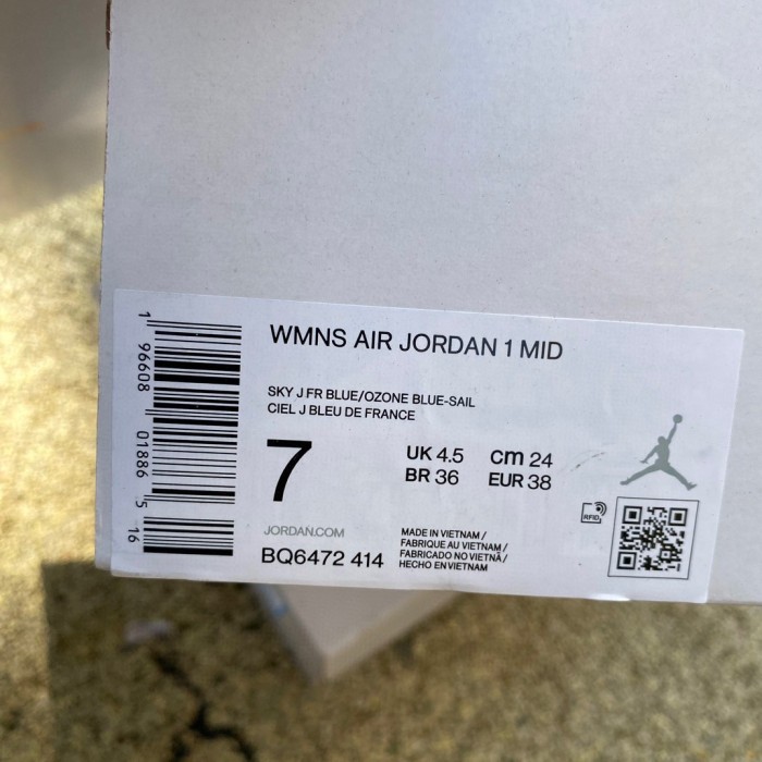 Authentic Air Jordan 1 Mid Sky French Blue Women shoes