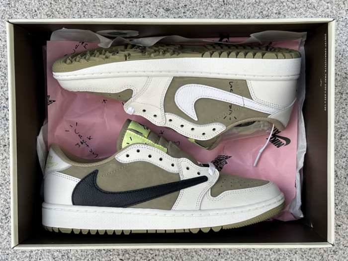 Authentic Travis Scott x Air Jordan 1 Low Golf “Olive”