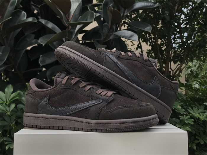 Authentic Travis Scott x Air Jordan 1 Low OG “Velvet Brown”  Kids