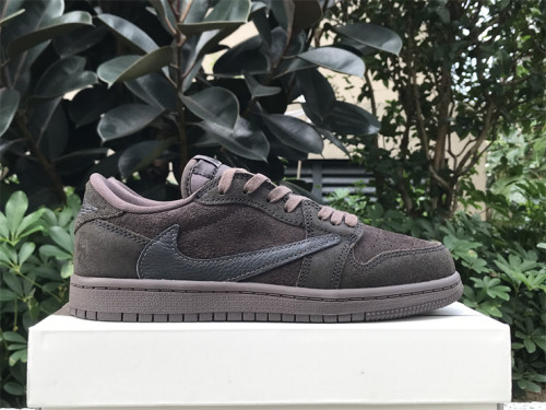 Authentic Travis Scott x Air Jordan 1 Low OG “Velvet Brown”  Kids