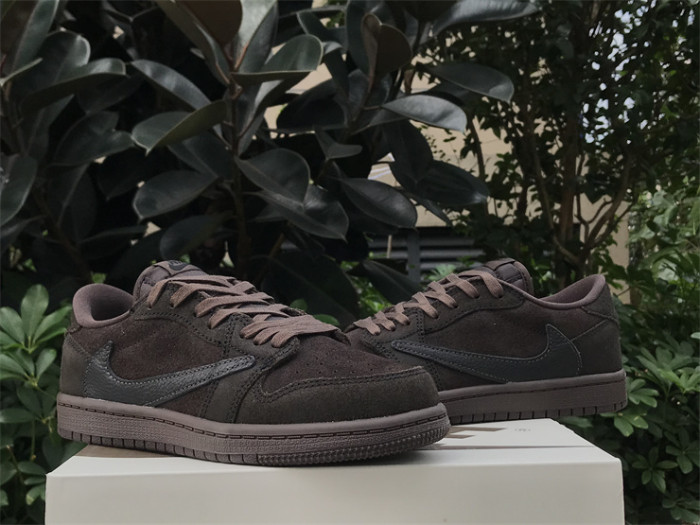 Authentic Travis Scott x Air Jordan 1 Low OG “Velvet Brown”  Kids