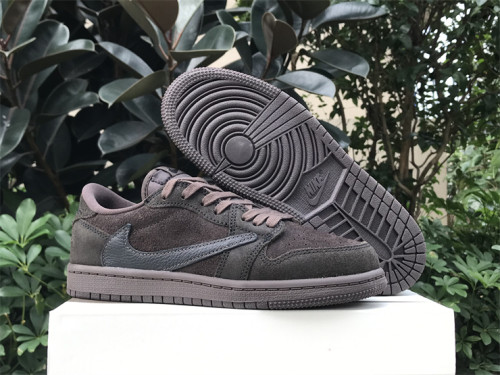 Authentic Travis Scott x Air Jordan 1 Low OG “Velvet Brown”  Kids