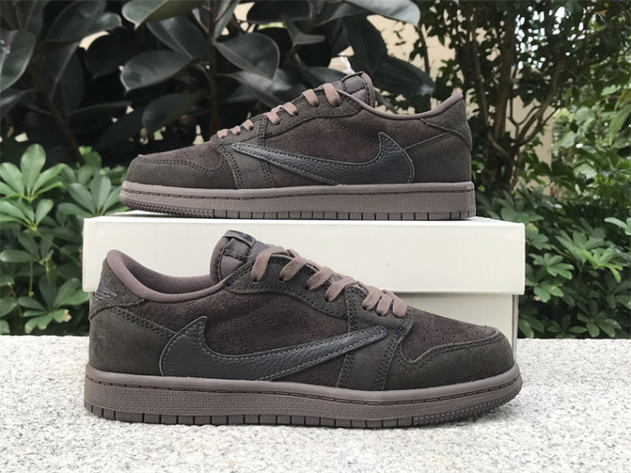 Authentic Travis Scott x Air Jordan 1 Low OG “Velvet Brown”  Kids