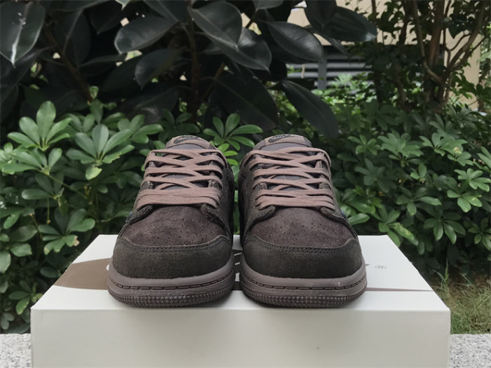 Authentic Travis Scott x Air Jordan 1 Low OG “Velvet Brown”  Kids
