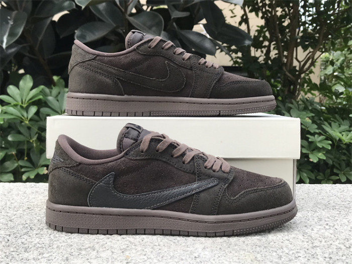 Authentic Travis Scott x Air Jordan 1 Low OG “Velvet Brown”  Kids