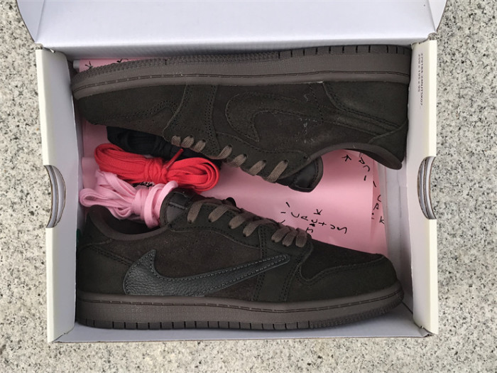Authentic Travis Scott x Air Jordan 1 Low OG “Velvet Brown”  Kids