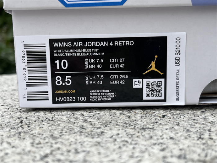 Authentic  Air Jordan 4“ALUMINUM”    Women
