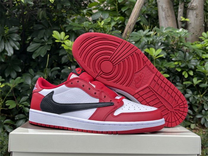 Authentic Travis Scott x Air Jordan 1 Low OG White Red