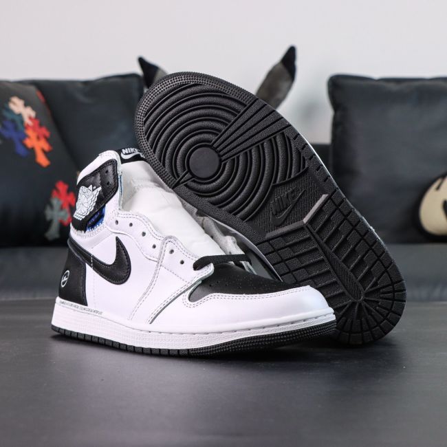 Authentic  fragment x Union LA x Air Jordan 1 High White Black GS