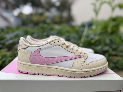 Authentic Travis Scott x Air Jordan 1 Low OG Muslin Shy Pink