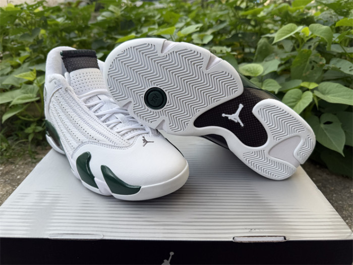 Authentic Air Jordan 14 Retro White Forest Green