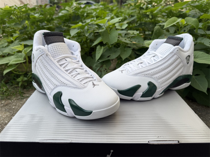 Authentic Air Jordan 14 Retro White Forest Green