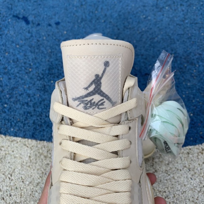 Authentic OFF-WHITE x Air Jordan 4 “Sail” GS