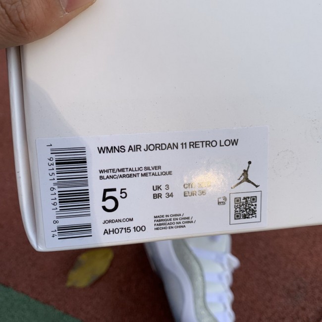 Authentic Air Jordan 11 WMNS “Metallic Silver” Low Top