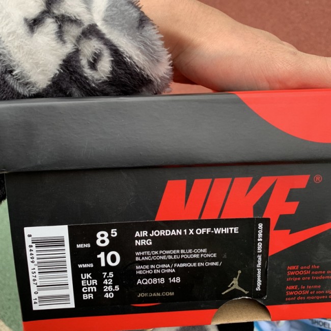 Authentic Air Jordan 1 Retro High Off-White University Blue