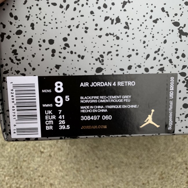 Authentic Air Jordan 4 Bred 2019