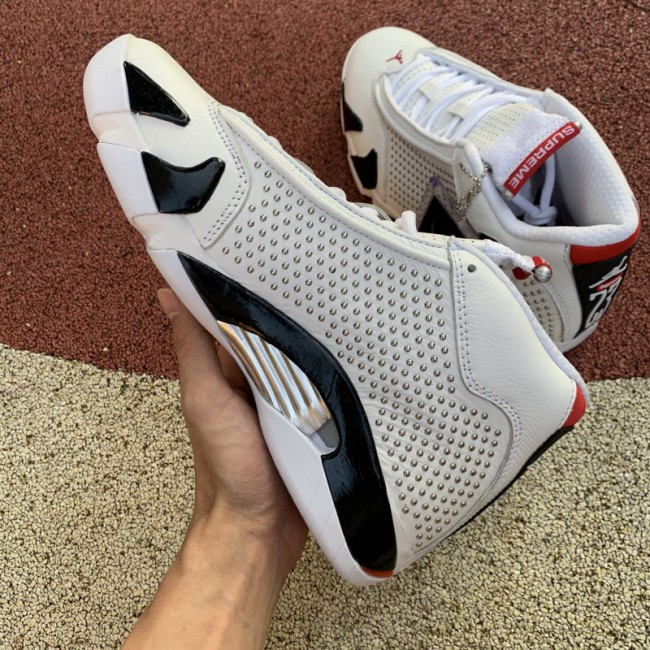 Authentic Supreme x Air Jordan 14 White