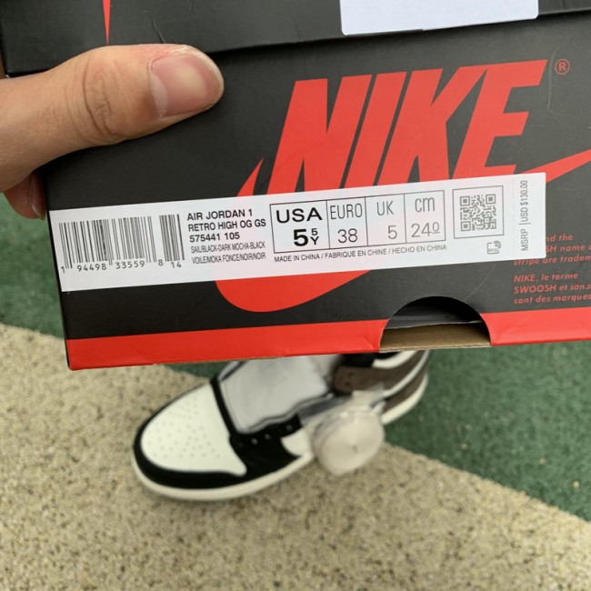 Authentic Air Jordan 1 High OG  Dark Mocha GS