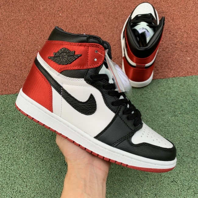 Authentic Air Jordan 1 Satin “Black Toe”GS