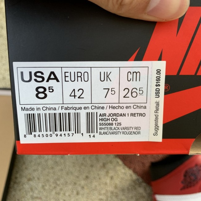 Air Jordan 1 Retro OG High “Black Toe”