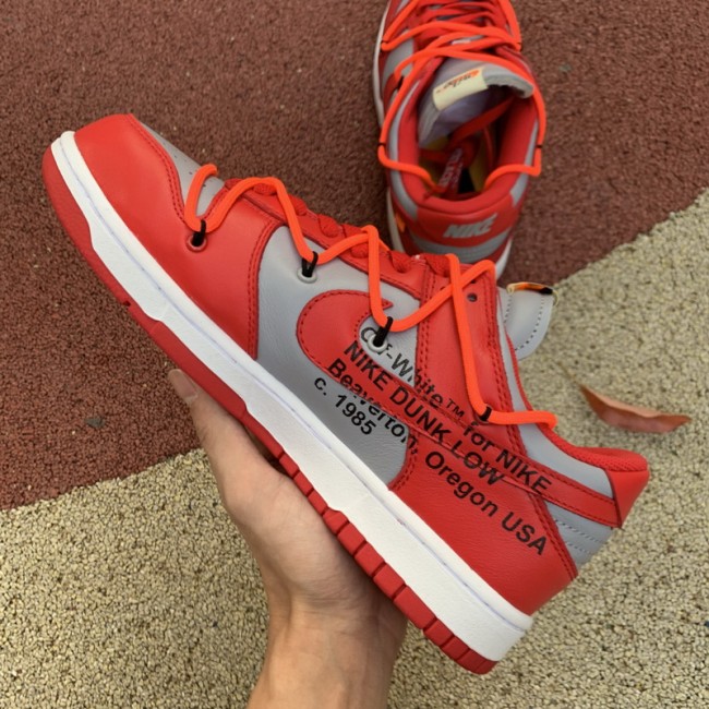 Authentic OFF-WHITE x Nike Dunk Low Red Grey