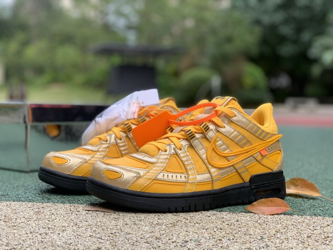 Authentic OFF-WHITE x Nike Air Rubber Dunk “University Gold”