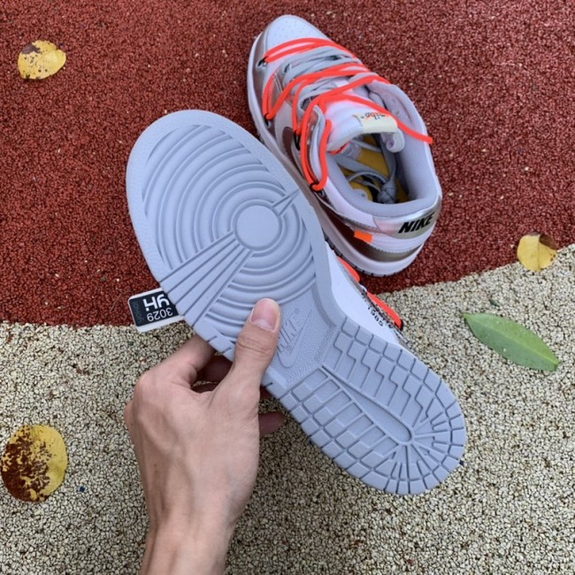 Authentic OFF-WHITE x Nike Dunk Low Silver