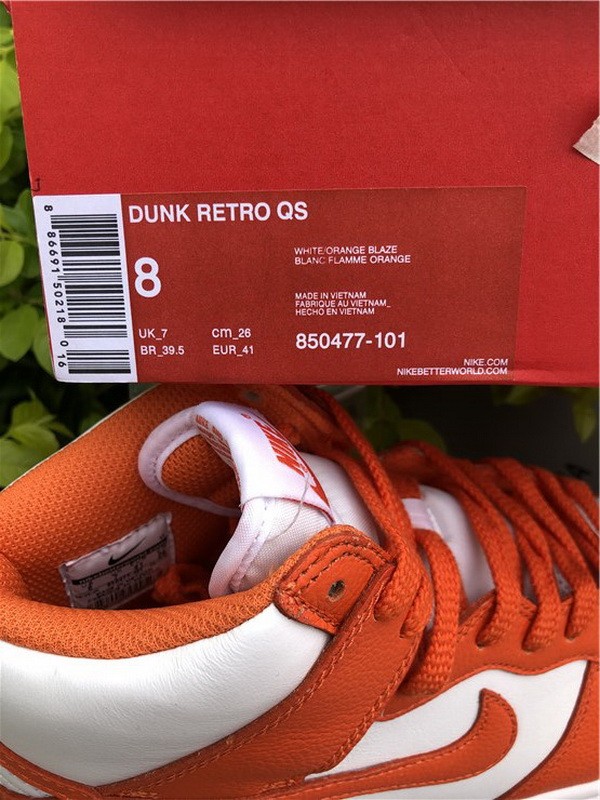 Authentic Nike Dunk High Syracuse Orange White