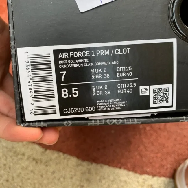 Authentic CLOT x Nike Air Force 1 Low “Rose Gold”