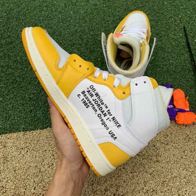 Authentic Air Jordan 1 Retro High Off-White Canary Yellow