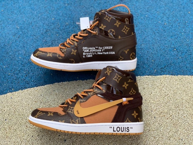 Authentic LV X OFF White X Air Jordan 1 Retro