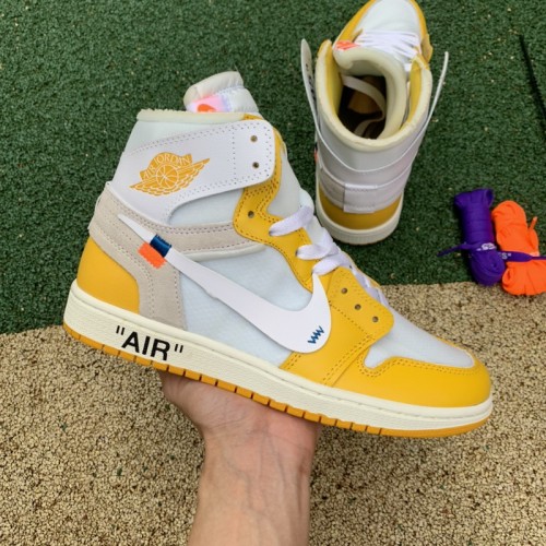 Authentic Air Jordan 1 Retro High Off-White Canary Yellow