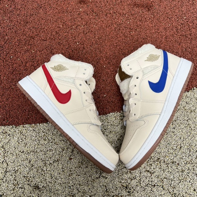 Air Jordan 1 Mid Fleece Pearl White
