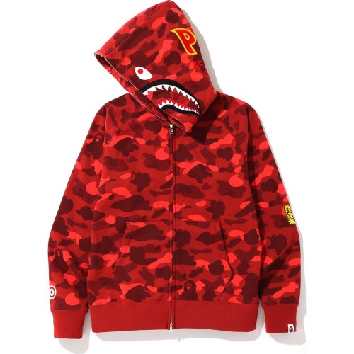 BAPE Color Camo PONR Shark Full Zip Hoodie Red