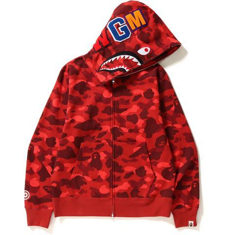 BAPE Color Camo Shark Full Zip Hoodie Red