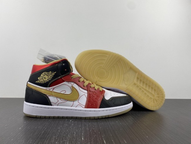 Air Jordan 1 Mid XQ White Black Sport Red