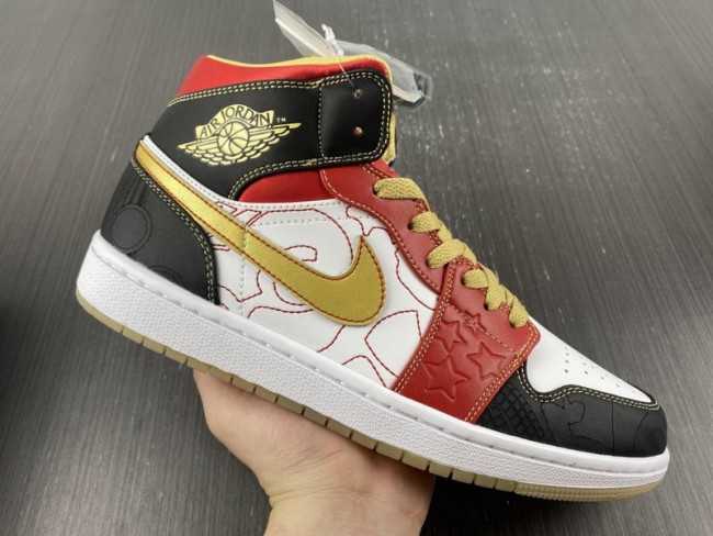 Air Jordan 1 Mid XQ White Black Sport Red