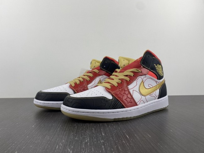 Air Jordan 1 Mid XQ White Black Sport Red