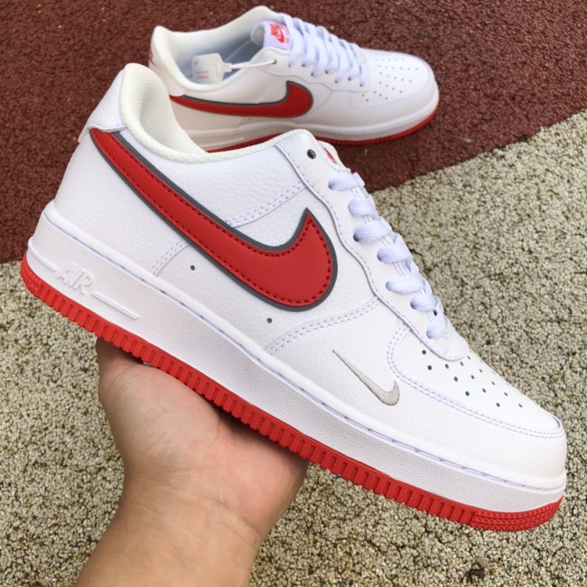 Nike Air Force 1 White Habanero Red Mini Swoosh (GS)