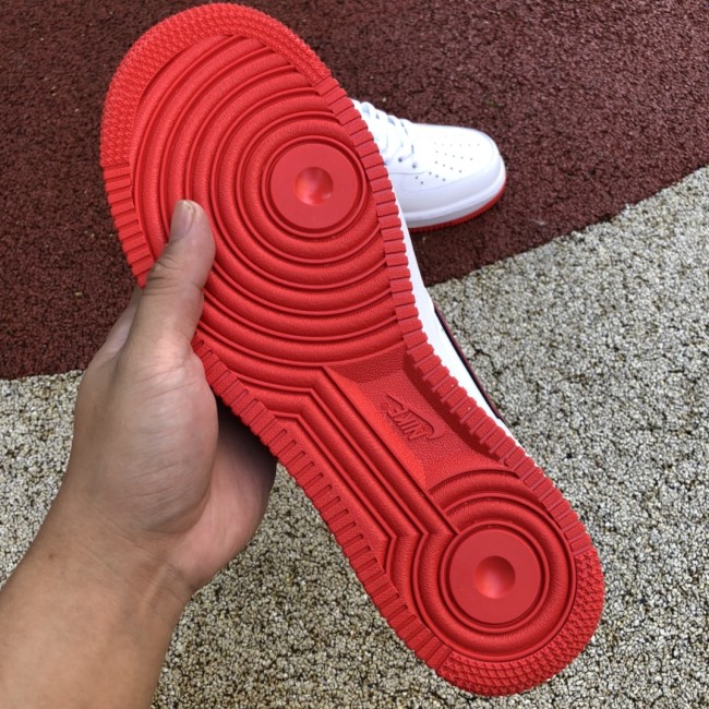 Nike Air Force 1 White Habanero Red Mini Swoosh (GS)