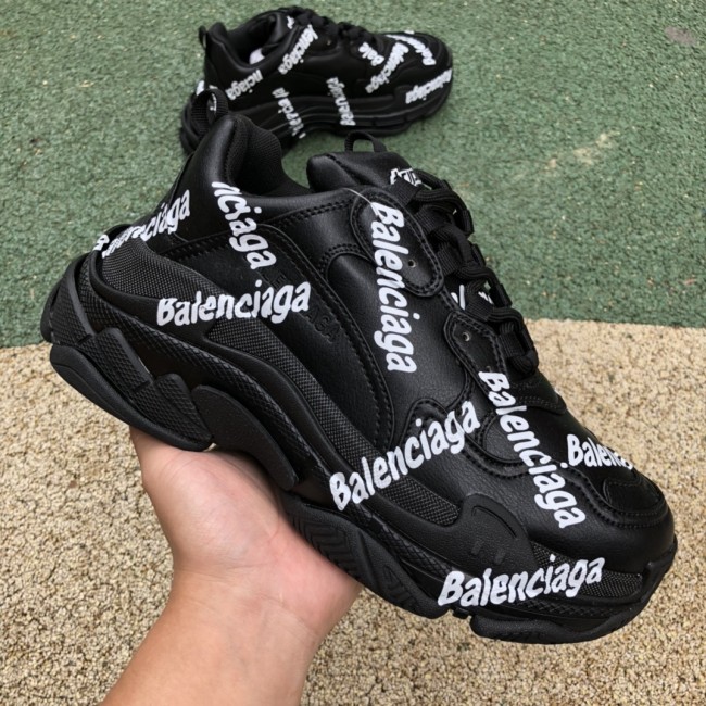 Balenciaga Triple S Allover Logo Black