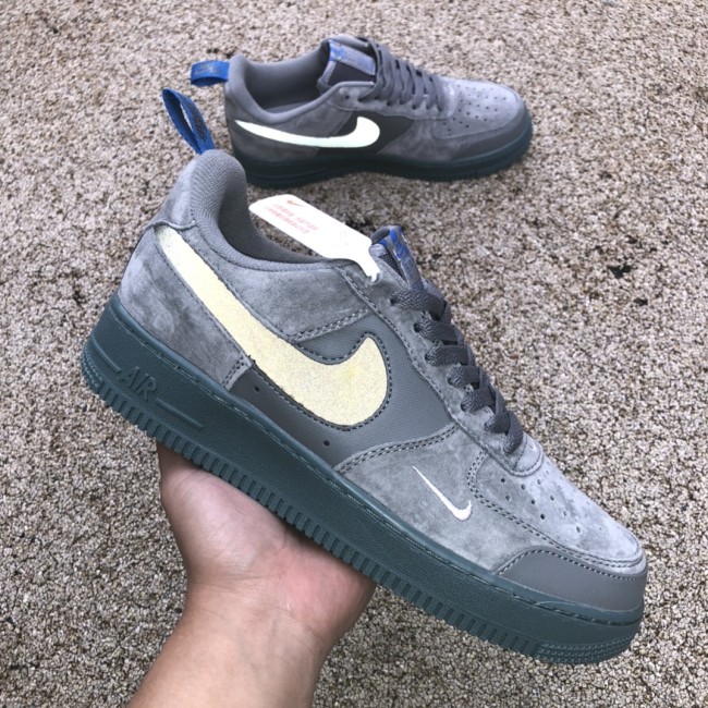 Nike Air Force 1 Low Cut Out Swoosh Grey
