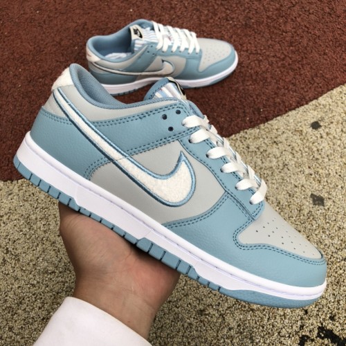 Nike Dunk Low Retro Fleece Swoosh Worn Blue